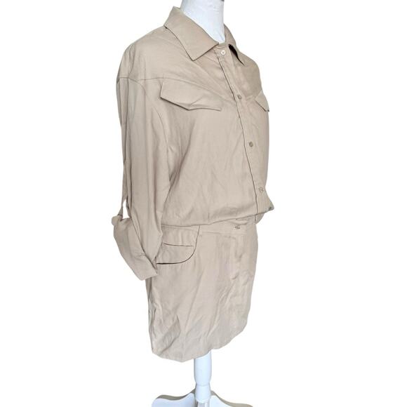 Federica Tosi Lyocell Tencel Mini Dress Safari Utility Shirt Sz 40 M/L Us 8 - Picture 2 of 13